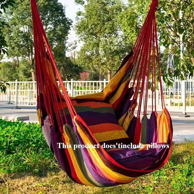 1pc Canvas Leisure Hammock Chair - Relaxing Outdoor Swing with Hanging Design, Durable Material, Indoor and Outdoor Use
