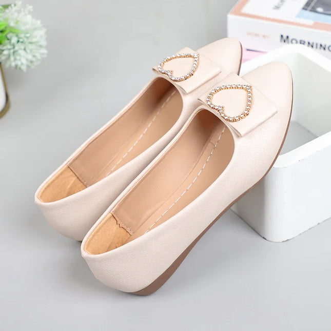 Spring autumn Office Patent Leather Woman Flats Shoes Ballets Metal Buckle Bow Lady Fall Girl Ballerina Dress Pointed Toe Slip