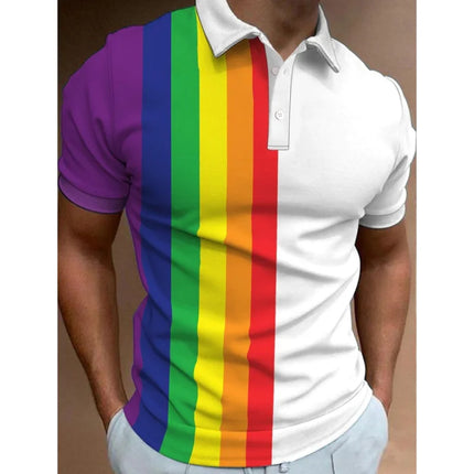 Men's Polo Shirt Gradient rainbow  Pattern 3D Prints Top Casual Golf Polo Short Sleeve Polo Shirts Summer Lapel Mesh fabric Polo