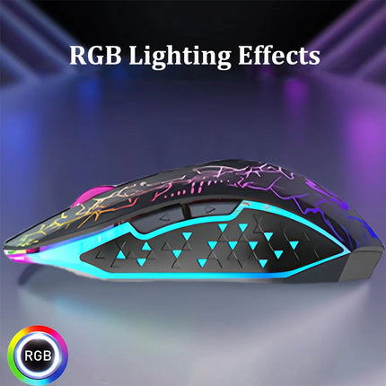 RGB Gaming Mouse Bluetooth Mouse 2.4G Wireless Mouse Ergonomic 1600DPI 6 Mute Buttons Mouse For MacBook Tablet - product imag