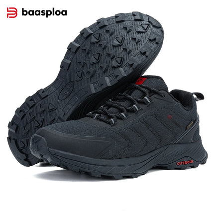 Baasploa Men Hiking Shoes Wear-Resistant Non-slip Outdoor Sneakers Fashion Anti Splash Water Light Male Casual Walking Shoes