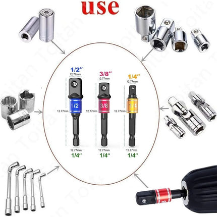 Impact Grade 105 Degree Angle Socket Adapter Power Hand Tool Part Driver Extension Set Screwdriver Holder Drill - product ima
