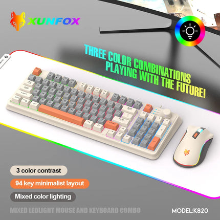 K820 USB Wired Game Keyboard Mouse Set Illuminated Desktop/Laptop Home Office Female Male Keyboard - product image from BSM M