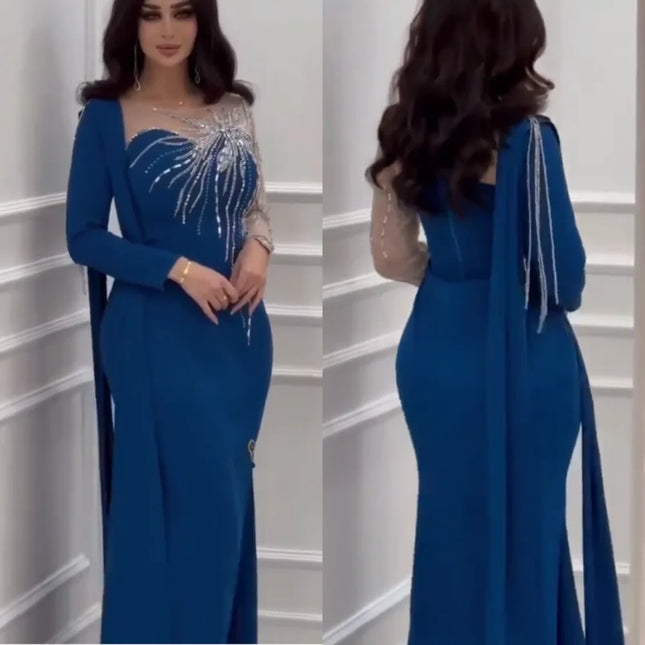Maßgeschneidertes, hochwertiges, sexy Juwelen-Meerjungfrauen-Abendkleid Vestido De Fiesta فساتين حفلات العودة للوطن 무도회 드레스