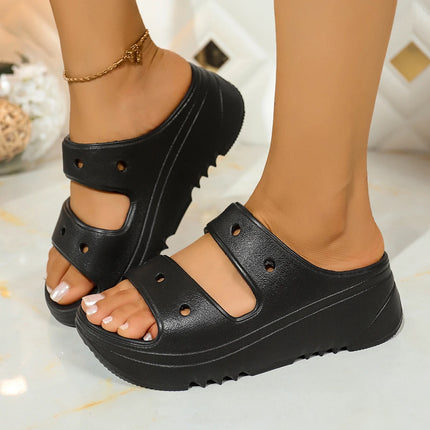 Women's Hollow Out Platform Slides Thick Sole EVA Comfortable Summer Casual Beach Slippers Sandals