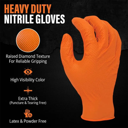 Heavy Duty Disposable Nitrile Gloves 8Mil Extra Thick Mechanic Glove with Textured Grip Antislip Safety Work Gloves