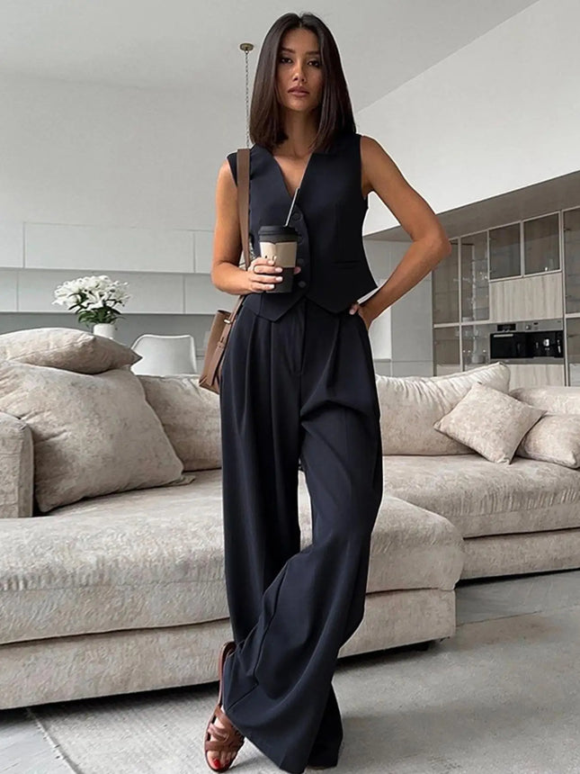 Fashion suit vest, vest, vest, wide leg pants, casual suit, new professional versatile business style - product image 2