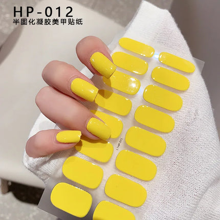 Semi Cured Wraps Fast Gel Nail Sticker Soild Nail Gel Wraps Adhesive Full Cover Gel Nail Decal UV Lamp Cured Manicure Decoration