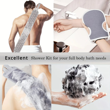 Exfoliating Body Scrubber Set - Includes Back Scrubber, Bath Glove And Shower Bath Sponge Loofah - Deep Clean And - product i