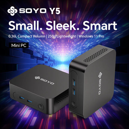 SOYO Mini PC Y5 Intel Core I3 4030U 8GB RAM 128GB ROM Windows 10 Pro WiFi BT4.2 Desktop Computer 22NM Office Desktop Computer Dual HDMI 4K Display VESA Mount