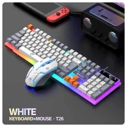 • Keyboard And Mouse With Colorful Light: The Raiku T26 Keyboard And Mouse Set Comes With A Variety Of Colorful - product ima