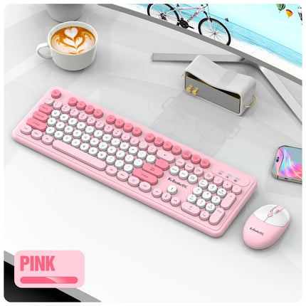 K-Snake WK200 Wireless Keyboard Mouse Set Cute Punk Keycap USB Wireless Business Keyboard Mouse Set Laptop Typing - product i