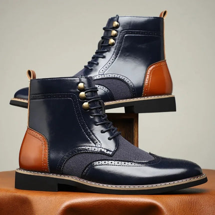 Men's High Top Boots British Style Pointed Leather Boot Fashion Business Dress Boots for Men 2025Casual Ankle Boots Brogue Shoes