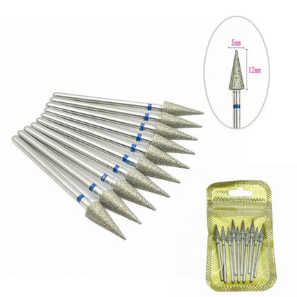 10pcs Nail Milling Cutter Set Diamond Stone Electric Manicure Drills Nail Drill Cuticle Clean Bits Burr Accessories Nail Art