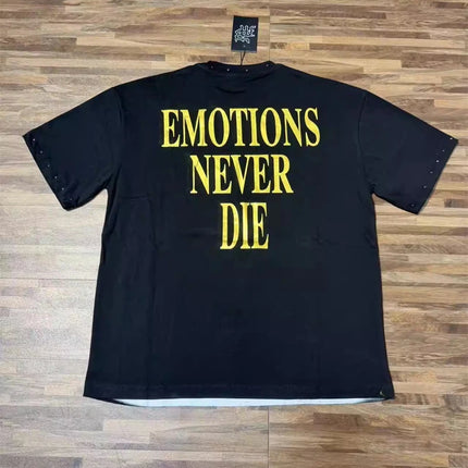 Fashion Brand Mixed Emotion Embroidery Rhinestone American Streetwear Angel Print Hot Diamond Top Tee Men Women Loose T shirts