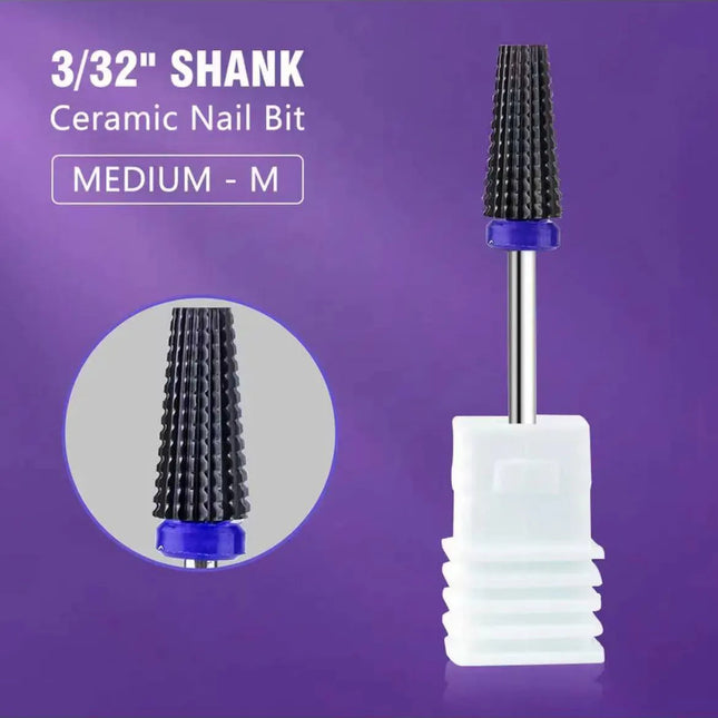 Black Ceramic Nail Drill Bit For Electric Drill Machine 3/32" Shank Milling Cutter Fast Remove Acrylic Or Hard Gel