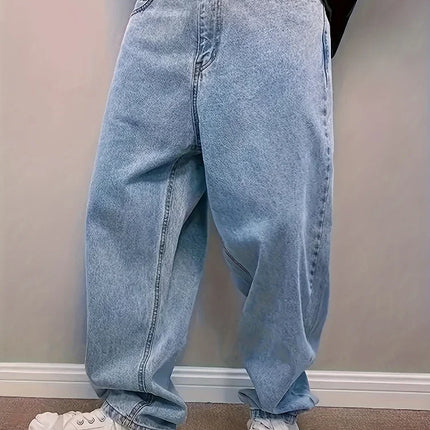 Plus Size 3XL Spring Autumn Baggy Jeans Men Fashion Oversize Casual Straight Loose Denim Trousers Y2k Streetwear Wide Leg Pants