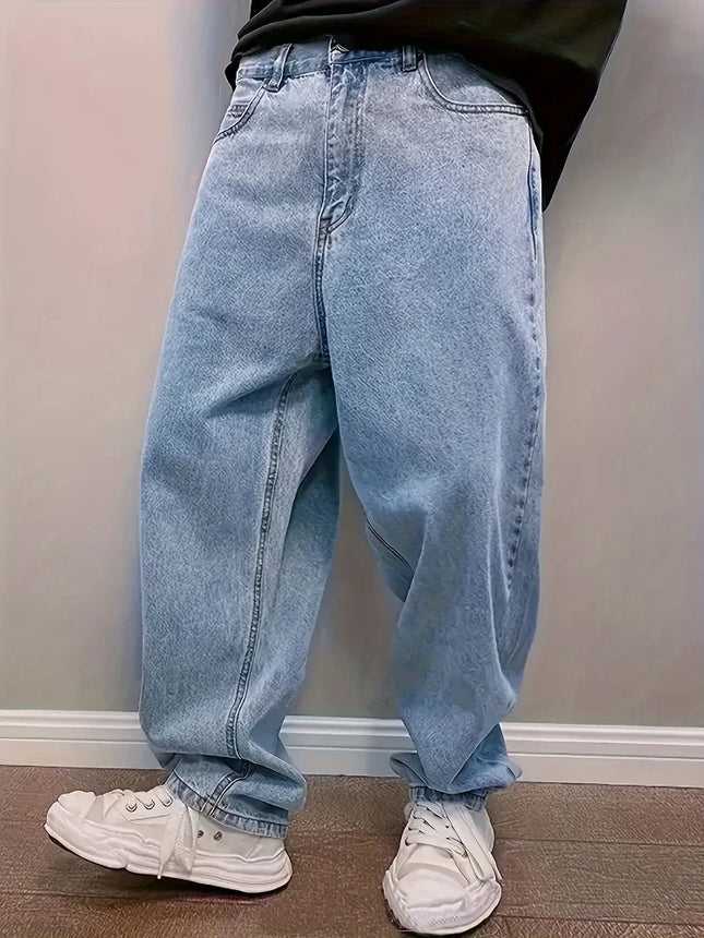 Plus Size 3XL Spring Autumn Baggy Jeans Men Fashion Oversize Casual Straight Loose Denim Trousers Y2k Streetwear Wide Leg Pants