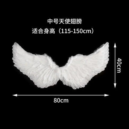 1Pc Kids Adult Party Swallow White Angel Feather Wings Wands Cosplay Elastic Straps Wedding Birthday Halloween Christmas