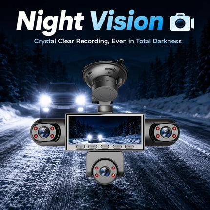 BCUOZ 5-Lens 360° Dashcam with Super Night Vision - 1080P Front 720P Rear Left Right Car Cameras Loop Recording G-Sensor WDR 12-24V Plug Power Supply Optional 64GB Memory Card