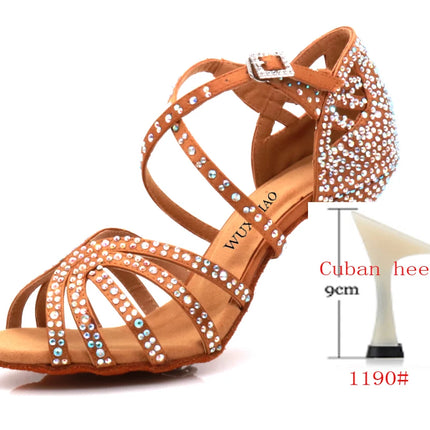 WUXIJIAO Jazz Shoes Latin Dance Shoes Female Latin Salsa Girl Casual Shoes Silver Bronze Skin
