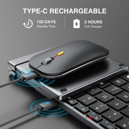 Foldable Keyboard And Mouse Portable Folding Full-size Bluetooth Keyboard Mouse Combo For Business And Travel - product image