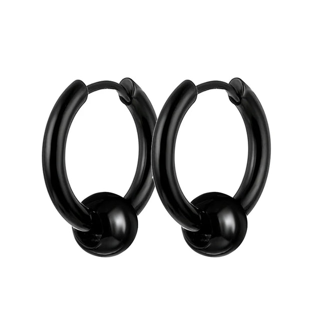 1 Pairs Punk Stainless Steel Stud Earrings Black Earrings Set For Men Women Vintage Hip Hop Piercing Ear - product image 32