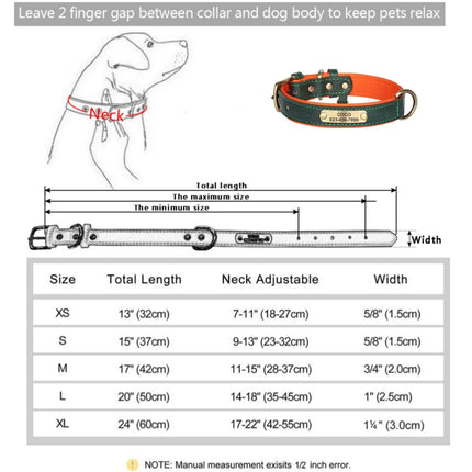 Personalized Customized Leather ID Nameplate Dog Collar Soft Padded Dogs Collars Free Engraving Name for Small Medium Large Dogs