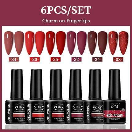 VOKY 6-Piece Set of Nail Gel, Seasonal Fashionable Nail Gel, The Perfect Gift for Ladies to Give During Festivals