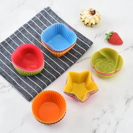5/10/20/30pcs/lot Silicone Cake Mold Round Heart Shape Muffin Cupcake Baking Molds Home Kitchen Bakeware Resistant and Soft