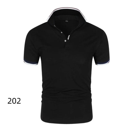 Summer Men's Short Sleeve Collar Tshirts New Solid Color Casual Polo Shirt Trendy Breathable Loose Basic Splice Top