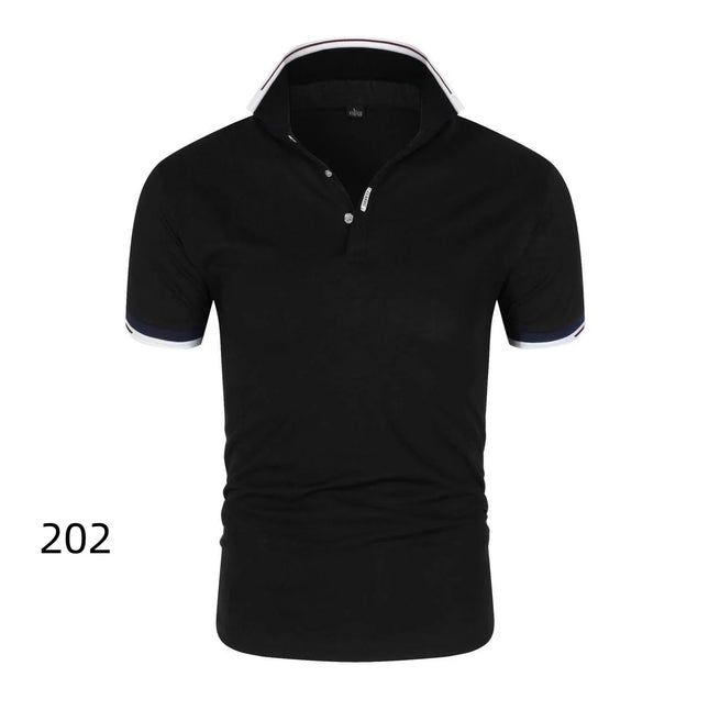 Summer Men's Short Sleeve Collar Tshirts New Solid Color Casual Polo Shirt Trendy Breathable Loose Basic Splice Top