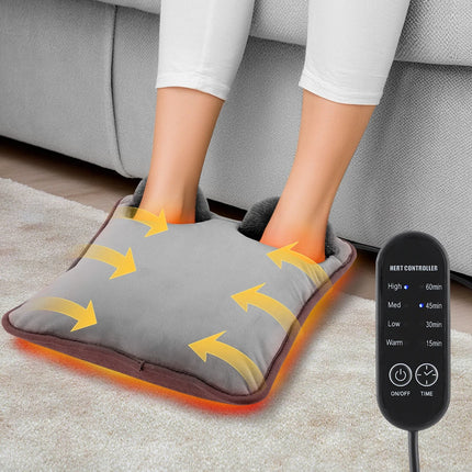 Electric Foot Heating Pad Household Foot Warmer with 4 Heat Levels & 4 Timers Fast Heating Mat for Bed Office Use