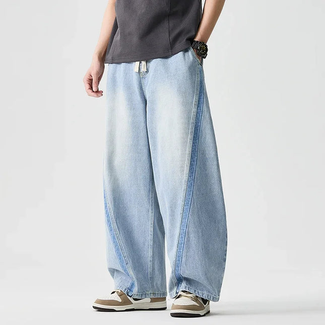2026 Herren Harajuku Jeanshosen Herren Lässige High Street Schräge Hosen Herren Locker Hip Hop Weite Beinhosen Herren Baggy Oversized Hosen