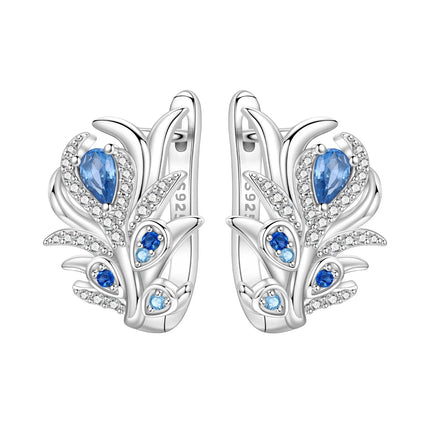 Orstarry 925 Sterling Silver Blue Zircon Starry Sky Earring Original Jewelry Hoop Earrings Women Jewelry Party Trendy Gifts