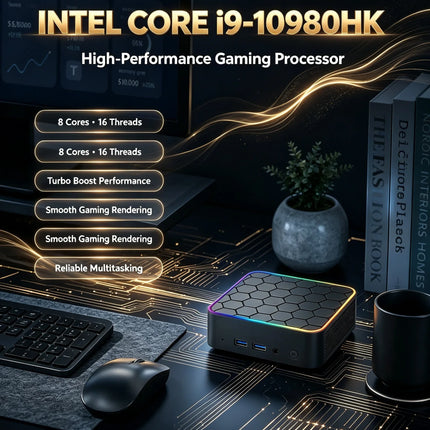 2026 Mini PC Core i9 10980HK Windows 11 Computer 16GB RAM 1TB M.2 SSD Portable Gaming Computer 60Hz 4K HD Mini Desktop PC Gamer