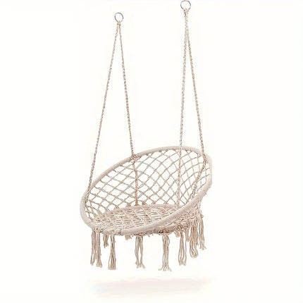 Woven Hanging Chair with Backrest for Indoor & Outdoor | Swing Chair for Garden, Patio, Balcony | Portable Nest Basket
