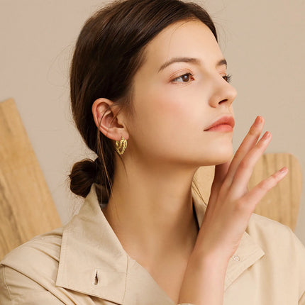 SKU Trendy Stainless Steel Hoop Earrings for Women Girls Party Gift, Gold Plated Metal Layered Twisted Rope Huggie Ear Jewelry