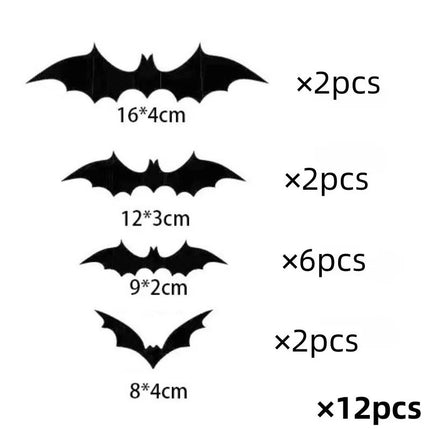 12pcs Halloween Decoration 3d Bat Wall Stickers Decoration Furniture Windows Yard Logo Outdoor Lawn Ghost Party Decor 1