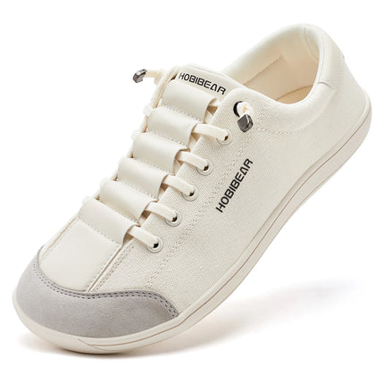 HOBIBEAR Wide Toe Barefoot Shoes for Unisex Minimalist Canvas Sneakers Lightweight Adjustable Slip On Walking Shoes
