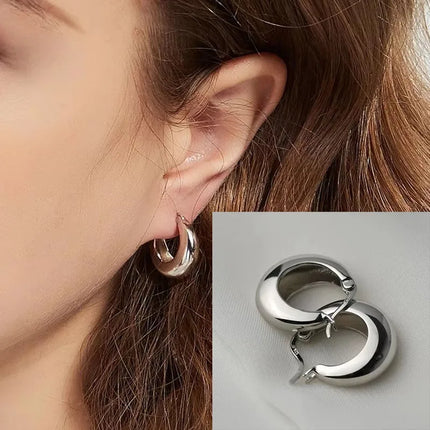 VENTFILLE 925 Sterling Silver Geometry Hoop Earring for Women Minimalism Classic Office Versatile Fashion Jewelry Gift Dropship