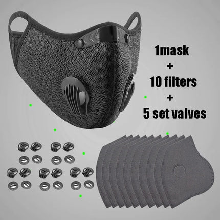 Cycling Face Mask Sport Washable Reusable with Filter Dust Mask Summer Facemask for Men Bandana Activated Carbon Filters