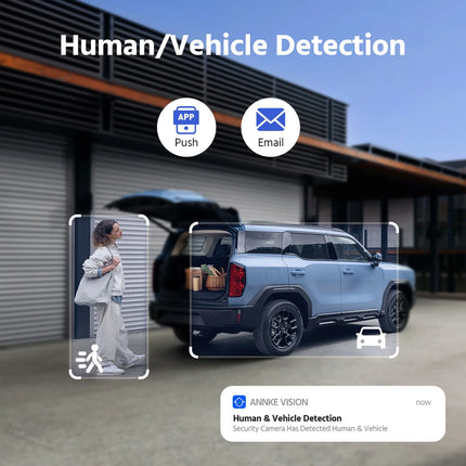ANNKE FCD800 Outdoor PoE Surveillance Camera, 8MP Dual Lens 180° Panoramic, Motion Detection, Siren Alarm, Two-Way Audio, IP67, Local SD Storage