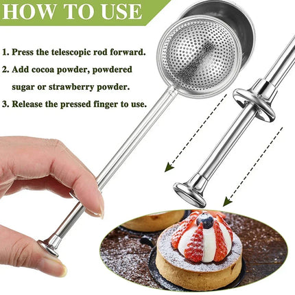 Powder Shaker Sugar Duster Flour Sugar Sieve For Powdered Sugar And Spices Cake Decorating Tool Baking Accessory