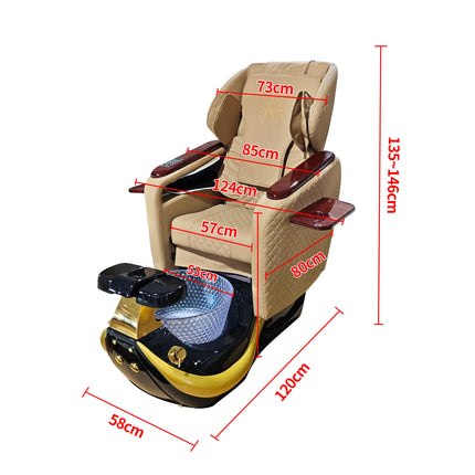 Professional Nail Salon Pedicure Massage Chair, Reclining Foot Spa Chair with Side Manicure Tray & Foot Rest Equipment Furniture