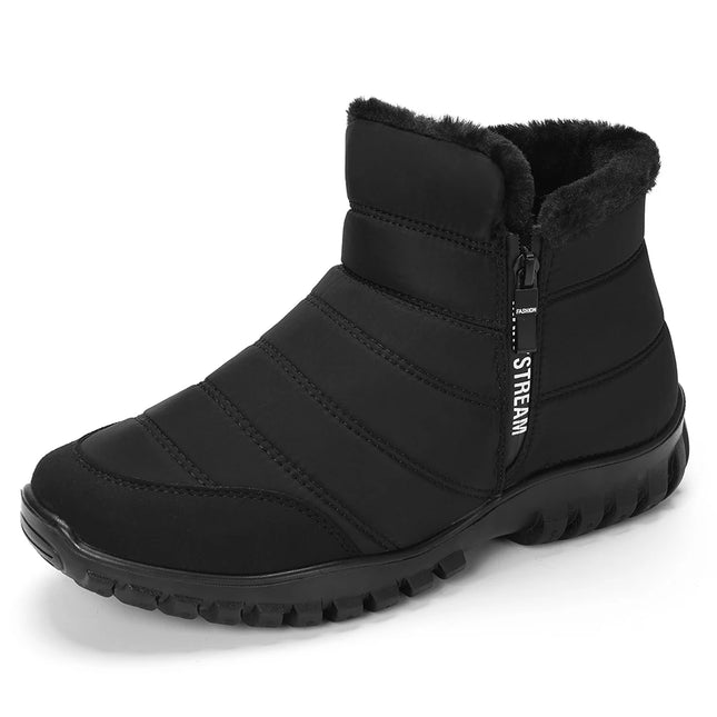 Women Men Winter Snow Boots Waterproof Warm Fuzzy Lined High Top Side Zipper Outdoor Ankle Booties for Cold Days