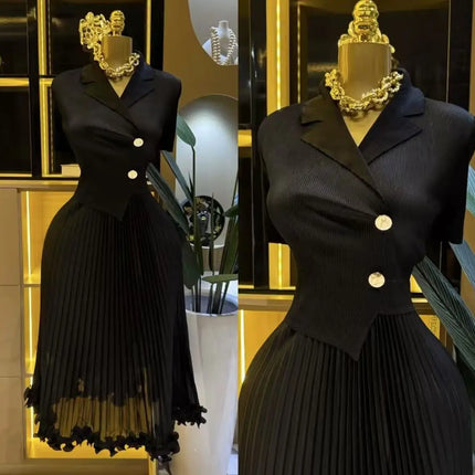 Miyake Hot-selling Pleated Dress 2025 New Summer Dress Women's Fashionable Foreign Style Fake Two-piece Waist Pleated Dress
