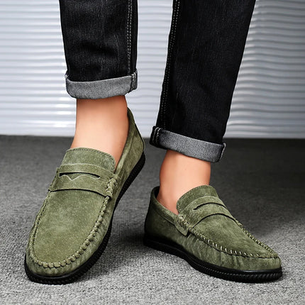 2025 Penny Loafer Men Army Green Loafers Flats Male Casual Shoes Slip-On Leather Mens Driving Shoes Luxury Man Moccasins 2024