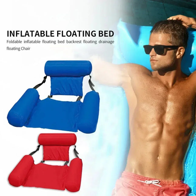 1 ud. Hamaca inflable de agua de gran venta Tumbona flotante plegable para piscina Colchón de malla de aire Reclinable para adultos Verano Playa Natación