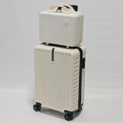 2-Piece Set, 20inch Rolling Luggage and Suitcase Combination, Pp Anti-Drop and Pressure-Resistant Hard Shell Material, Layered Storage, Zipper Closure